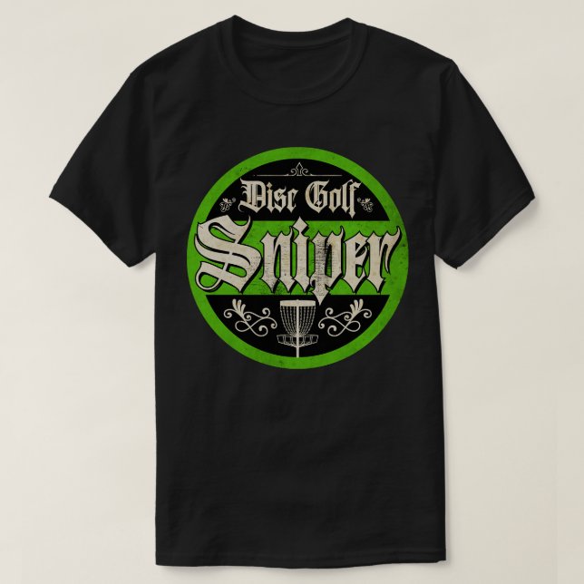 Vintage Green Disc Golf Sniper T-Shirt (Design Front)