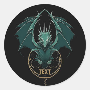  Vintage Green Dragon Elegance  Classic Round Sticker