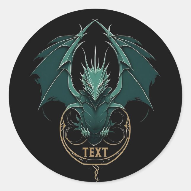  Vintage Green Dragon Elegance  Classic Round Sticker (Front)