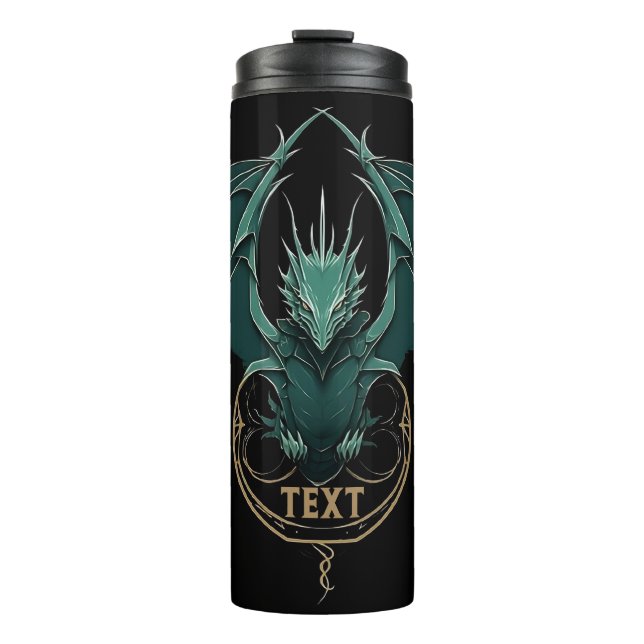 Vintage Green Dragon Elegance Thermal Tumbler (Front)