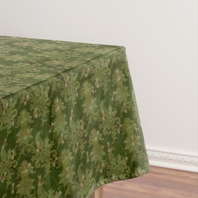 Vintage Green Dragonflies Tablecloth (In Situ)