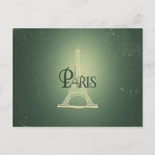 Vintage Green Eiffel Tower Paris Design Postcard (Front)