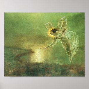 Vintage Green Fairy - Spirit of the Night by John  Poster