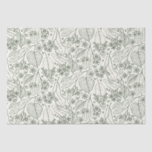 Vintage Green Fall Floral Decoupage Tissue Paper