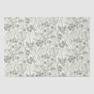 Vintage Green Fall Floral Decoupage Tissue Paper
