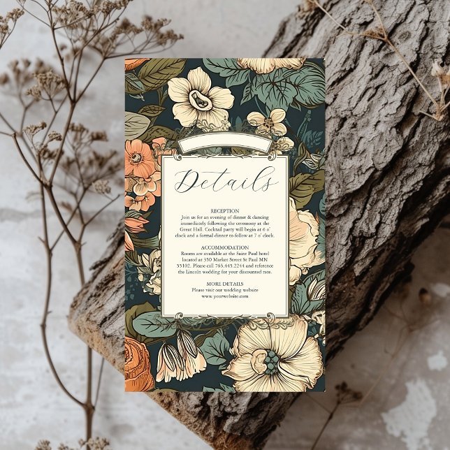 Vintage Green Fall Flowers Wedding Enclosure Card (Creator Uploaded)