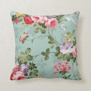 Vintage Green Floral Design  Cushion