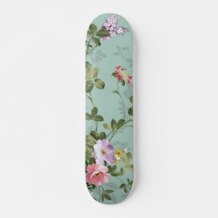 Vintage Green Floral Design  Skateboard
