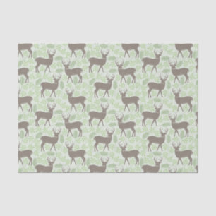 Vintage green floral grey deer animal pattern tissue paper