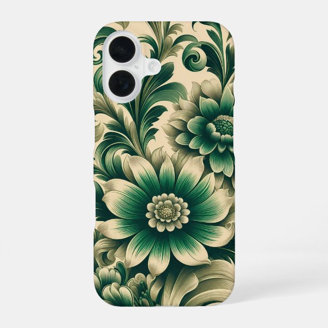 Vintage Green Floral iPhone Case Slim (Back)