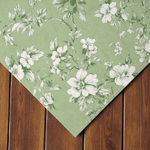 Vintage Green Floral Pattern Gift Wrap Tissue Paper