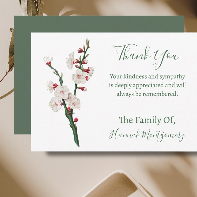 Vintage Green Floral Sympathy Thank You Cards (Creator Uploaded)