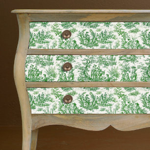 Vintage Green Floral Toile de Jouy Tissue Paper