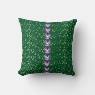 Vintage Green Floral Violets wallpaper pattern Cushion