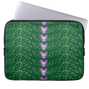 Vintage Green Floral Violets wallpaper pattern Laptop Sleeve