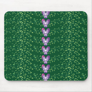 Vintage Green Floral Violets wallpaper pattern Mouse Mat