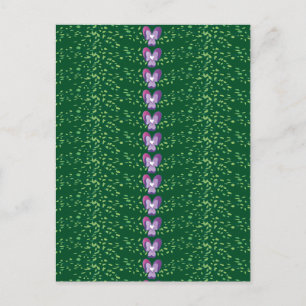 Vintage Green Floral Violets wallpaper pattern Postcard