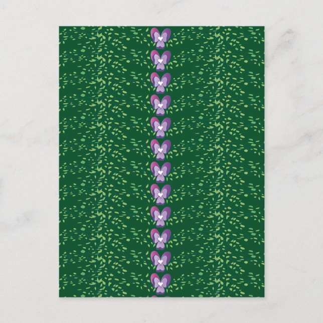 Vintage Green Floral Violets wallpaper pattern Postcard (Front)