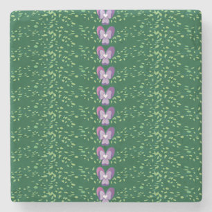 Vintage Green Floral Violets wallpaper pattern Stone Coaster