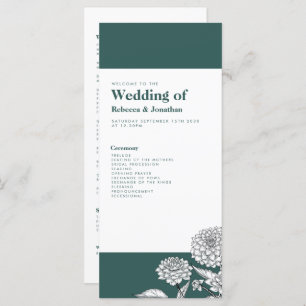 Vintage Green Floral Wedding Program