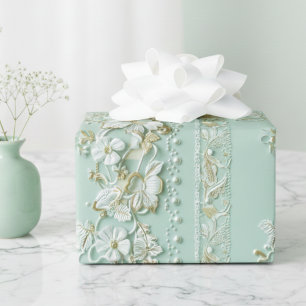 Vintage Green Floral Wrapping Paper