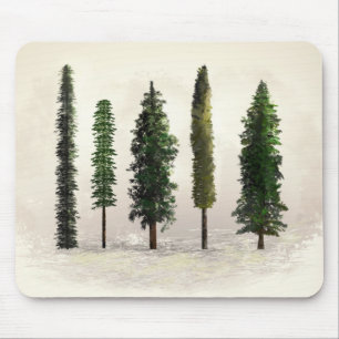 Vintage Green Forest Trees Rustic Woodsy Mouse Mat