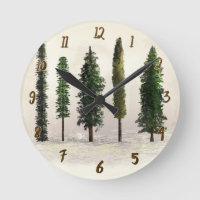 Vintage Green Forest Trees Rustic Woodsy