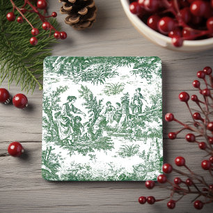 Vintage Green French Toile de Jouy Pattern Stone Coaster