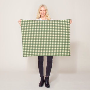 Vintage Green Gingham – Farmhouse Charm Pattern Fleece Blanket