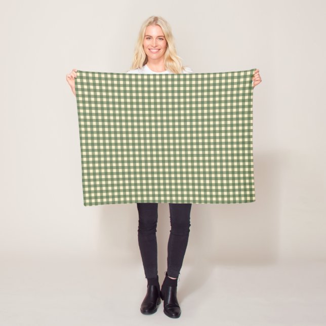 Vintage Green Gingham – Farmhouse Charm Pattern Fleece Blanket (In Situ)