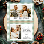 Vintage Green Gingham Plaid Photo Christmas Holiday Card<br><div class="desc">Send warm wishes this holiday season with the Vintage Green Gingham Plaid Photo Merriest Christmas Holiday Card. Featuring a charming green gingham plaid pattern paired with your favourite family photo, this card blends timeless elegance with festive cheer. Perfect for spreading holiday joy to friends and family, it captures the cosy...</div>