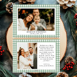 Vintage Green Gingham Plaid Photo Christmas Holiday Card<br><div class="desc">Send warm wishes this holiday season with the Vintage Green Gingham Plaid Photo Merriest Christmas Holiday Card. Featuring a charming green gingham plaid pattern paired with your favourite family photo, this card blends timeless elegance with festive cheer. Perfect for spreading holiday joy to friends and family, it captures the cosy...</div>