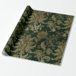 Vintage Green & Gold Faux Floral Christmas Velvet Wrapping Paper<br><div class="desc">Vintage Green & Gold Faux Floral Christmas Velvet Holiday Christmas patterns</div>