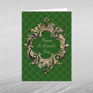 Vintage Green Gold Ornate St Patricks Day Holiday Card
