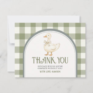 Vintage Green Goose Baby Shower Thankyou Card