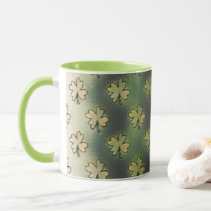 Vintage Green, grey and orange shamrock St Patrick Mug