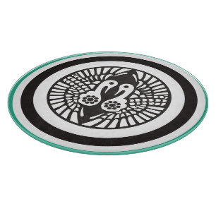 Vintage Green Grey Ikko Ikki Japan Mon Oriental Cutting Board