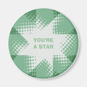 Vintage green halftone star magnet