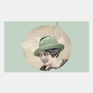 Vintage Green Hat Rectangular Sticker