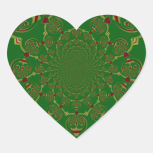 Vintage Green Heart Sticker