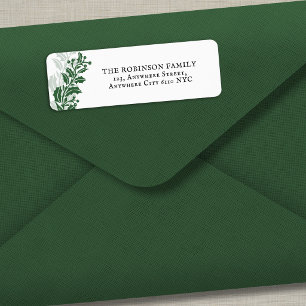 Vintage Green Holly Berry Christmas Return Address