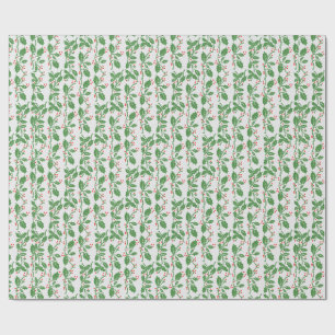 Vintage Green Holly Leaves Red Berries Christmas Wrapping Paper