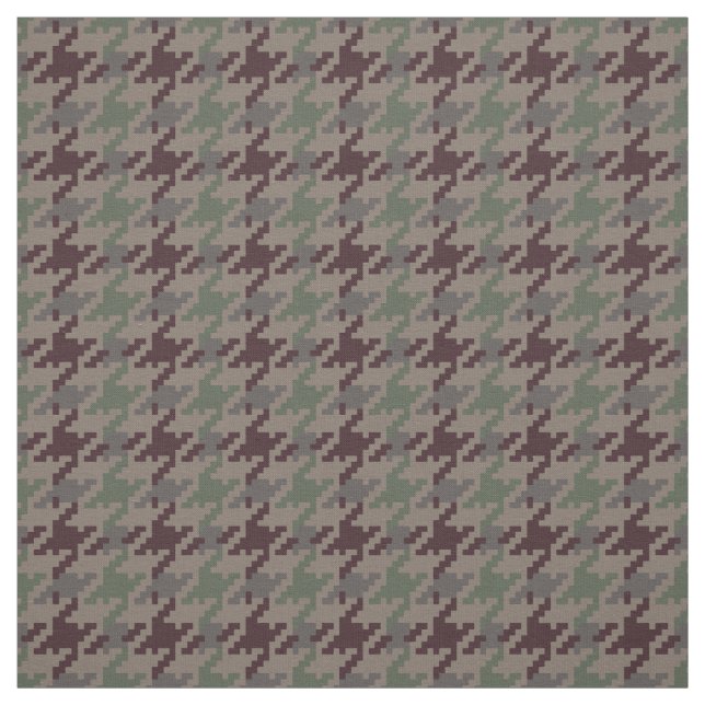Vintage green houndstooth plaid pattern fabric (Swatch)