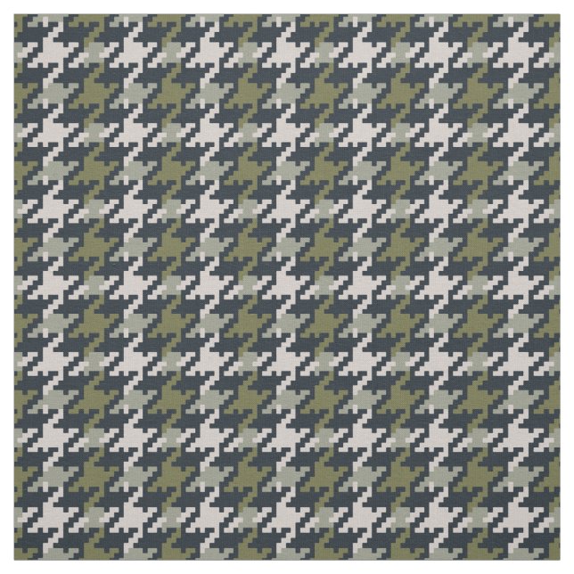 Vintage green houndstooth plaid pattern fabric (Swatch)