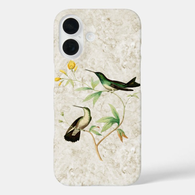 Vintage Green Hummingbird Yellow Flowers Case-Mate iPhone Case (Back)