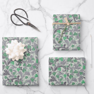 Vintage Green Ivy Vines on Trellis Wrapping Paper Sheet