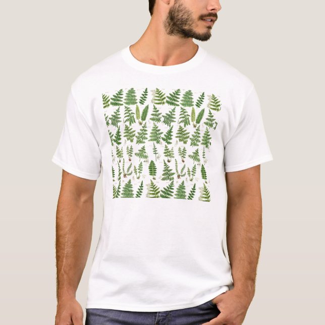 Vintage Green Leafy Plants T-Shirt (Front)
