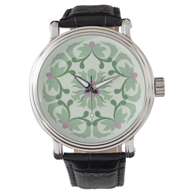 vintage green lotus pattern watch (Front)