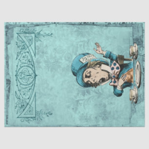 Vintage Green Mad Hatter in Wonderland Decoupage Tissue Paper