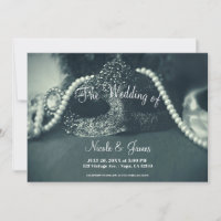 Vintage Green Masquerade Mask Pearls Wedding